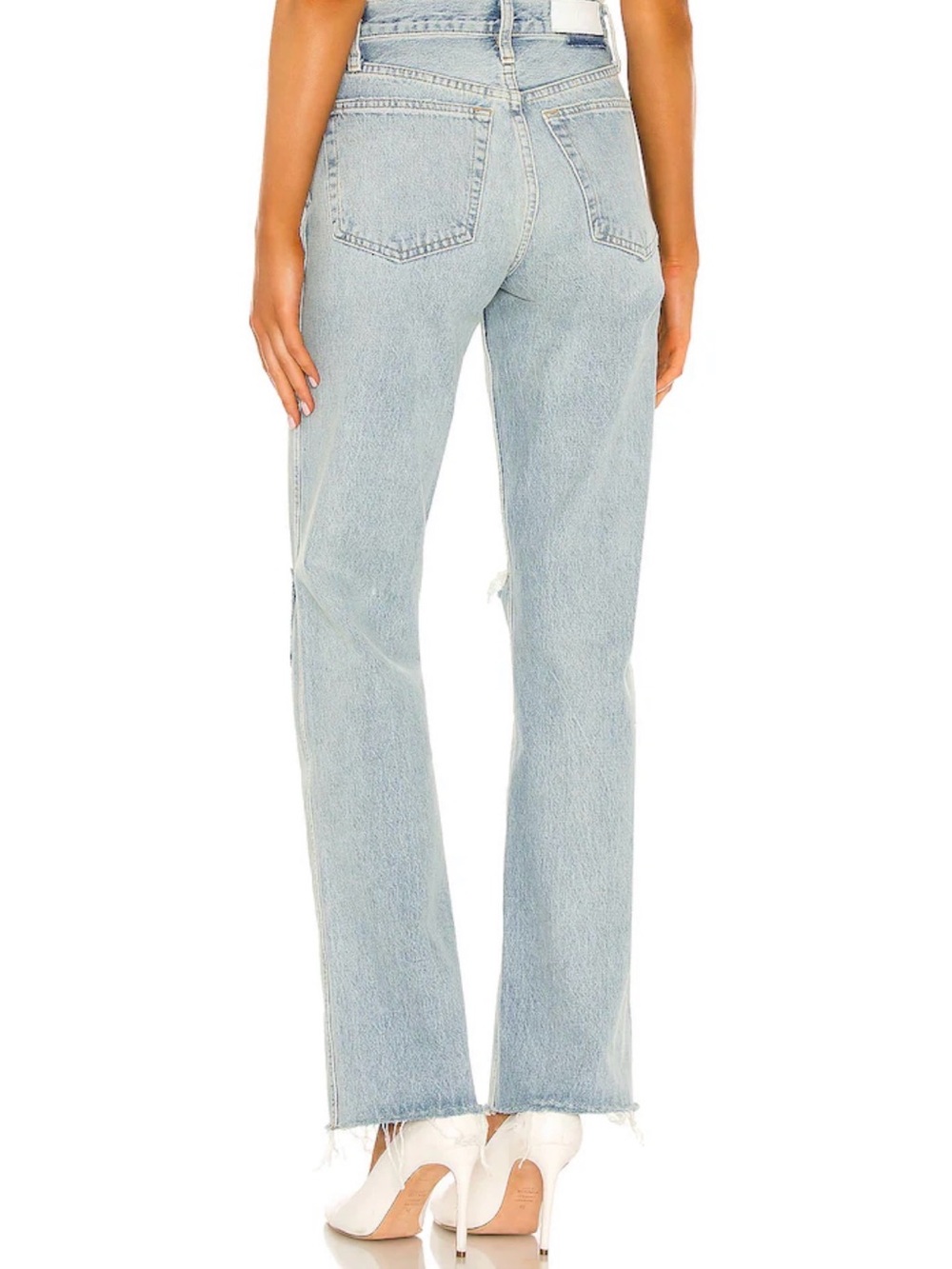 Re/Done Light Blue Distressed Straight-Leg Jeans - Picture 2 of 10
